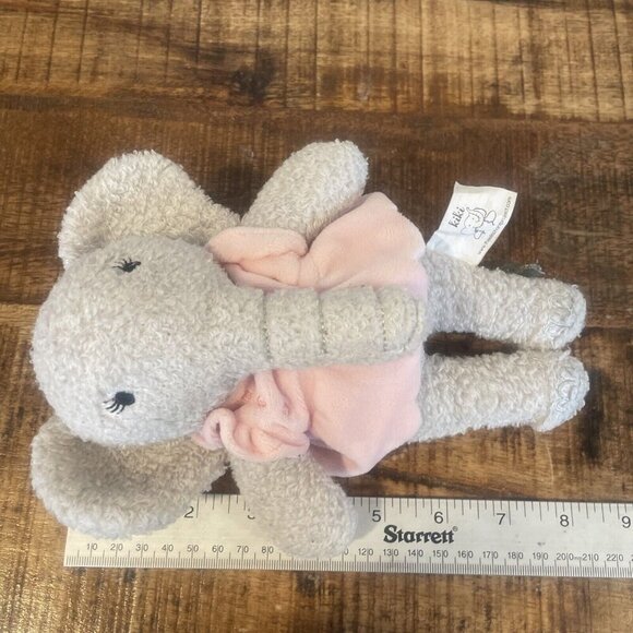 The Elephant Project Kiki Soft Gray 8” Plush Stuffed Animal Pink Dress Sewn Eyes - Picture 5 of 6
